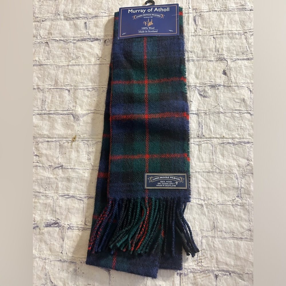 JAMES PRINGLE WEAVERS MURRAY OF ATHOLL 100% WOOL SCOTLAND PLAID SCARF